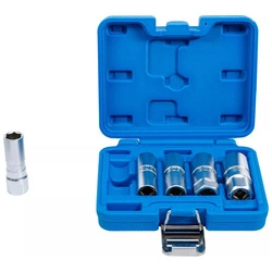 Zestaw sześciokątnych nasadek do świec zapłonowych napęd 12,5 mm (1/2") 14-21 mm 5 szt, BGS 6641